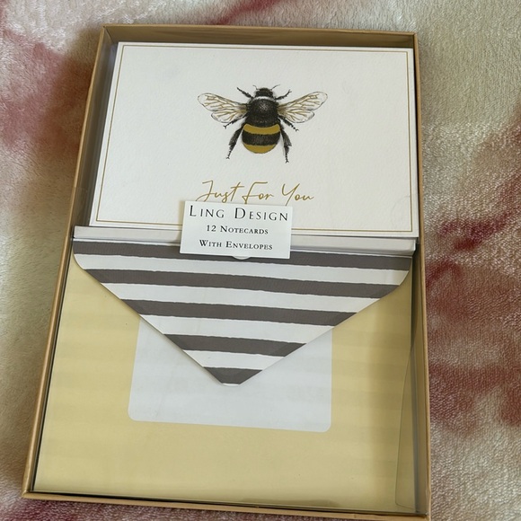 Just For You Bumble Bee Note Card Set of 12 With Envelopes NWT Ling Design - Picture 1 of 12